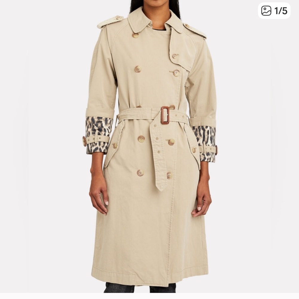 R13 Leopard Cuff Trench Coat